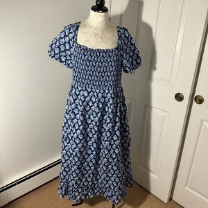 Jcrew Blue and White Patterned Dress
